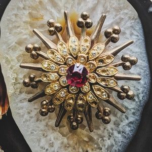 Retro Vintage Sun Starburst Brooch 60s 70s 80s 90s